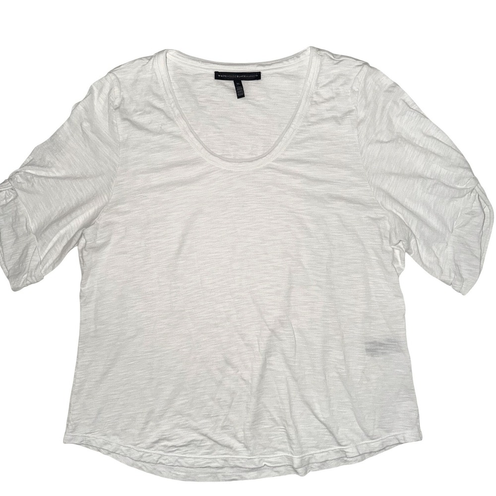 WHBM Breathable Basic White Layering Top Size XL White Short Sleeve Slub Knit